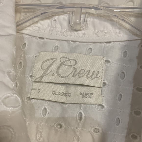 J CREW WOMENS WHITE EYELET BUTTON UP SHIRT BLOUSE 6 LONG SLEEVE - Picture 3 of 7